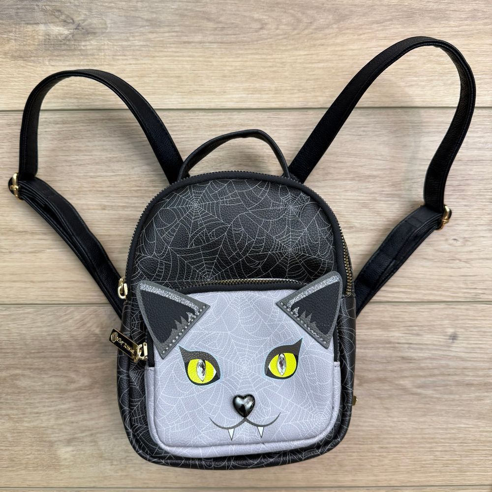 Betsey Johnson Vampire Cat Mini Backpack Spider Web Gothic‎ Halloween Purse Bag